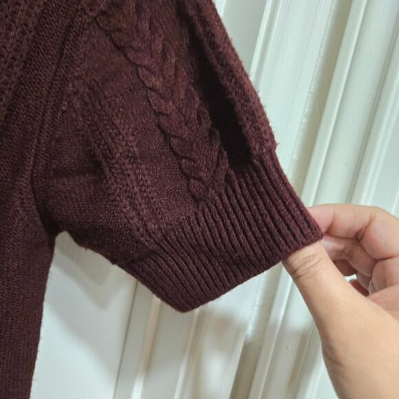 Gilli Cable Knit Button Midi Dress Brown Short Sleeve Size S - Picture 5 of 8